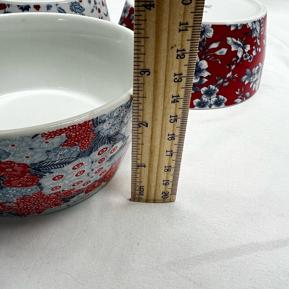 Sur La Table Bowls Pique-nique Floral Porcelain Set of 3 Soup Cereal Serving - Picture 9 of 10